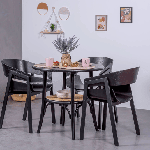 Mesa retrô redonda estilo vintage em madeira de freixo natural (80cm) - Oldhouse