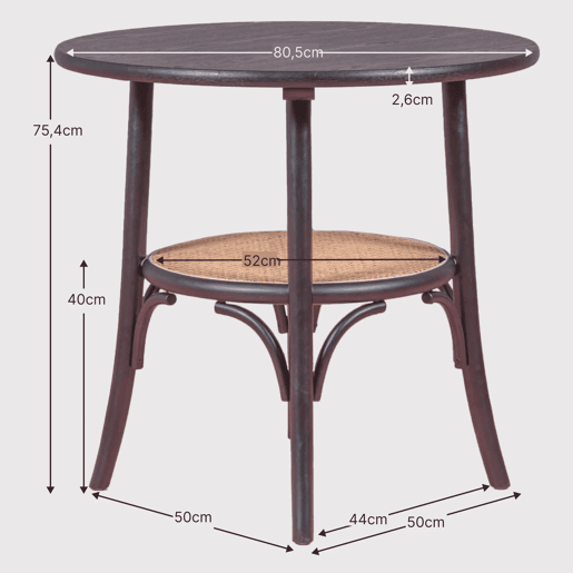 Mesa retrô redonda estilo vintage em madeira de freixo natural (80cm) - Oldhouse