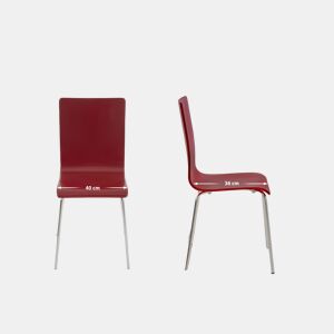 Juego de 4 Sillas de Espera Pepe Madera Rojo 47X43X87 cm