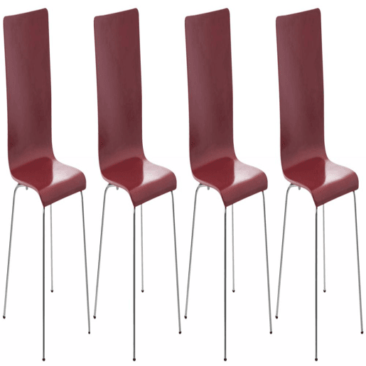 Juego de 4 Sillas de Espera Pepe Madera Rojo 47X43X87 cm Juego de 4 Sillas de Espera Pepe Madera Rojo 47X43X87 cm