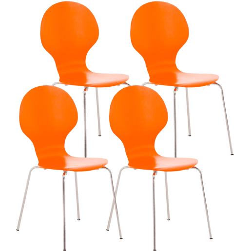 Set 4x Sillas de Visita Diego Apilable Madera Naranja 45X43X86 cm