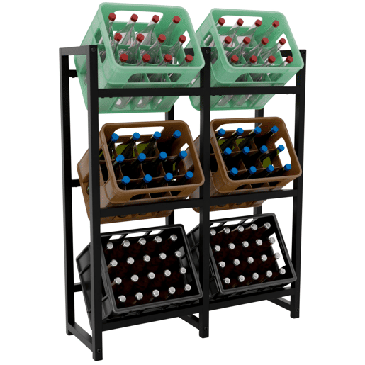 Soporte para cajas de bebidas apilables Metal Negro 31X91X116 cm