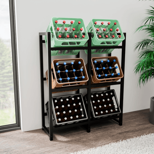Soporte para cajas de bebidas apilables Metal Negro 31X91X116 cm