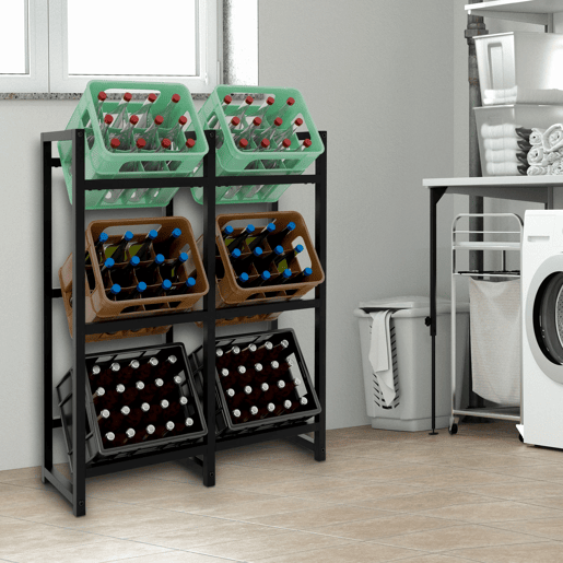 Soporte para cajas de bebidas apilables Metal Negro 31X91X116 cm