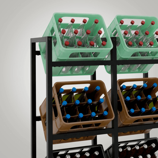 Soporte para cajas de bebidas apilables Metal Negro 31X91X116 cm