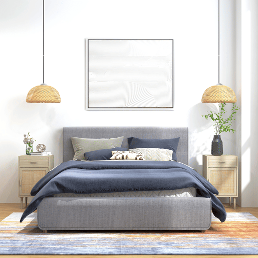 HOMCOM Conjunto de 2 Mesas de Cabeceira Mesas Auxiliares com Gaveta de Vime e Prateleira Ajustável para Quarto Sala 40x40x68,5 cm Carvalho