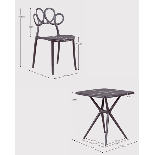 Pack 4 cadeiras e mesa de design para o jardim - Dream