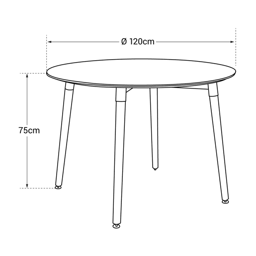 Mesa redonda 120cm negra MARTHA