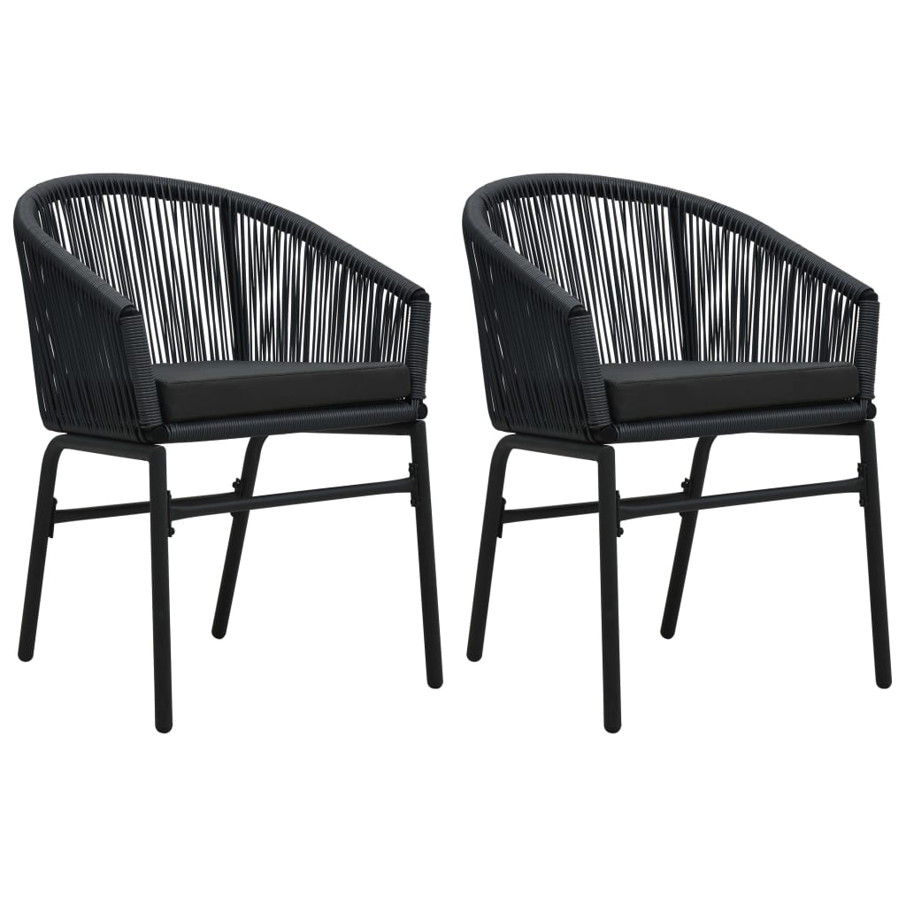 2 Sillas minimalistas de jardín de ratán sintético Negro