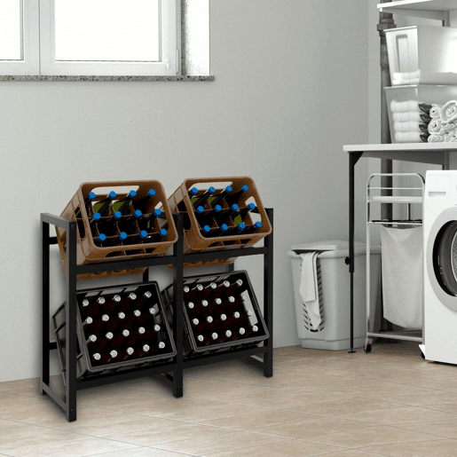 Soporte para cajas de bebidas apilables Metal Negro 31X91X75 cm