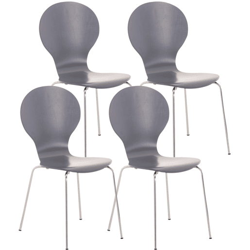 Set 4x Sillas de Visita Diego Apilable Madera Gris 45X43X86 cm