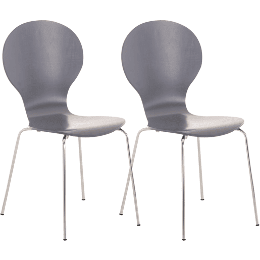 Set De 2 Sillas De Comedor Apilable Diego Madera Gris 45X43X86 cm