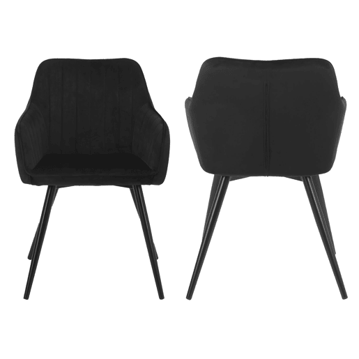 Juego de 2 sillas de terciopelo negras BERTILLE