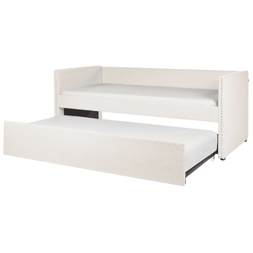 Cama gavetão Bouclé TROYES 90 x 200 cm Creme claro