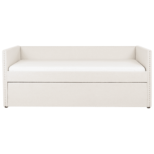 Cama gavetão Bouclé TROYES 90 x 200 cm Creme claro