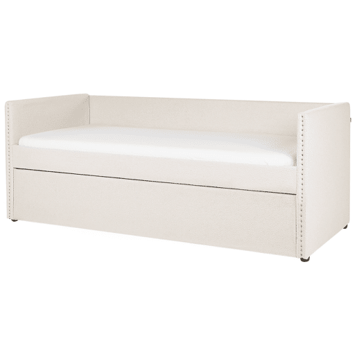Cama gavetão Bouclé TROYES 90 x 200 cm Creme claro