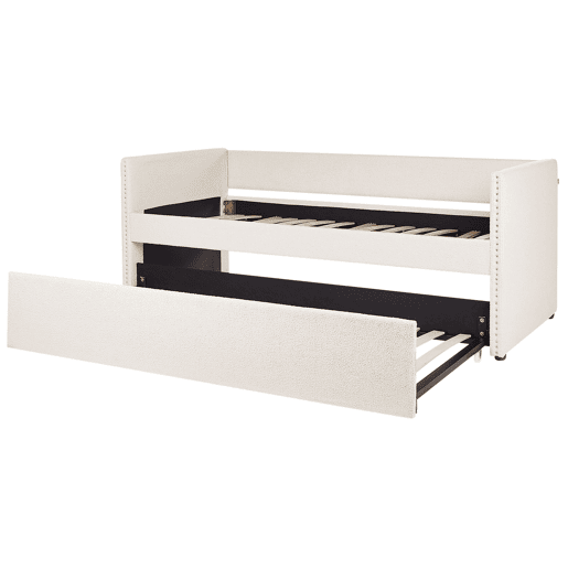Cama gavetão Bouclé TROYES 90 x 200 cm Creme claro