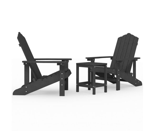 Sillas de jardin adirondack con mesa hdpe gris antracita