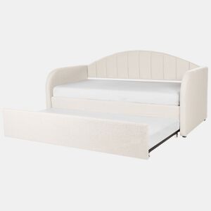 Cama gavetão Bouclé EYBURIE 90 x 200 cm Creme claro