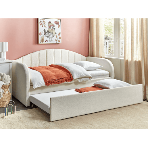 Cama gavetão Bouclé EYBURIE 90 x 200 cm Creme claro