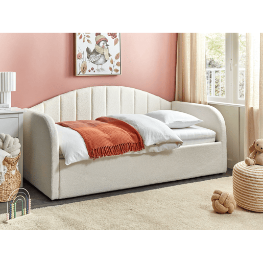 Cama gavetão Bouclé EYBURIE 90 x 200 cm Creme claro