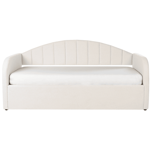 Cama gavetão Bouclé EYBURIE 90 x 200 cm Creme claro