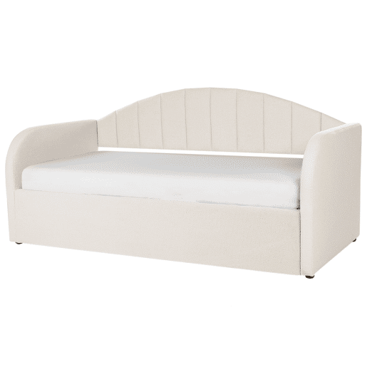 Cama gavetão Bouclé EYBURIE 90 x 200 cm Creme claro