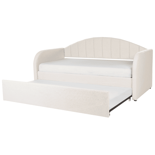 Cama gavetão Bouclé EYBURIE 90 x 200 cm Creme claro