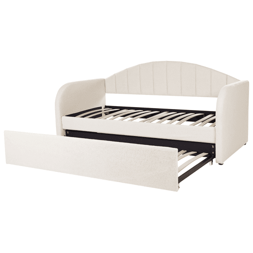Cama gavetão Bouclé EYBURIE 90 x 200 cm Creme claro