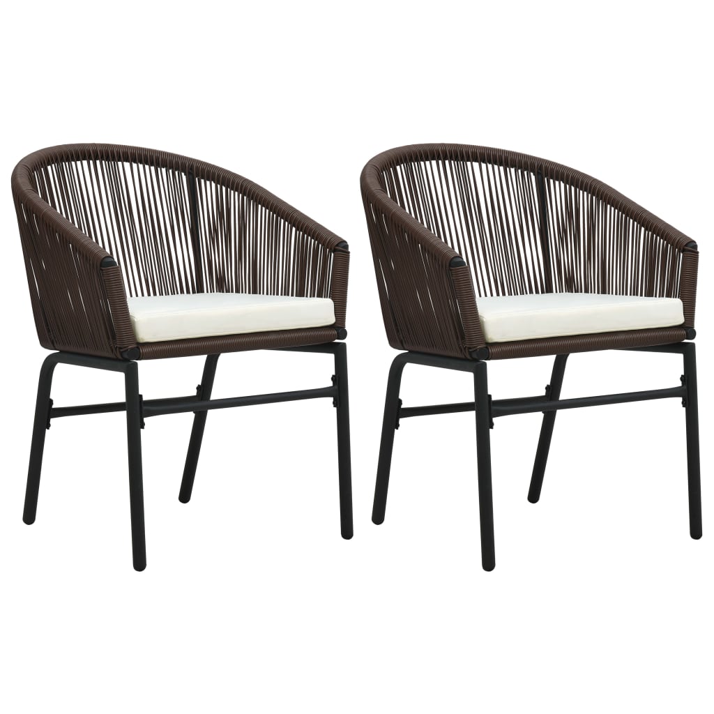 2 Sillas minimalistas de jardín de ratán sintético Marron