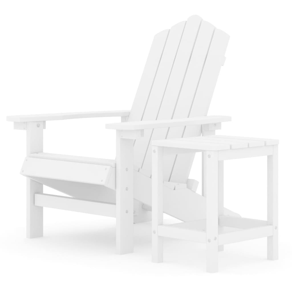 Silla de jardin adirondack con mesa hdpe blanco