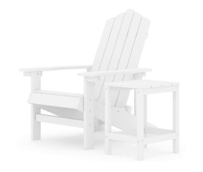 Silla de jardin adirondack con mesa hdpe blanco
