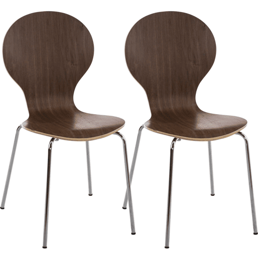 Set De 2 Sillas De Comedor Apilable Diego Madera Nogal 45X43X86 cm