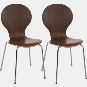Set De 2 Sillas De Comedor Apilable Diego Madera Nogal 45X43X86 cm