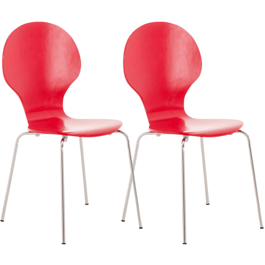 Set De 2 Sillas De Comedor Apilable Diego Madera Rojo 45X43X86 cm