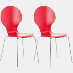 Set De 2 Sillas De Comedor Apilable Diego Madera Rojo 45X43X86 cm
