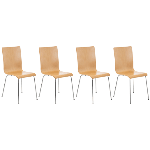 Juego de 4 Sillas de Espera Pepe Madera Natural 47X43X87 cm