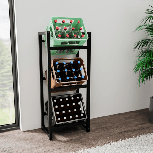 Soporte para cajas de bebidas apilables Metal Negro 31X47X116 cm