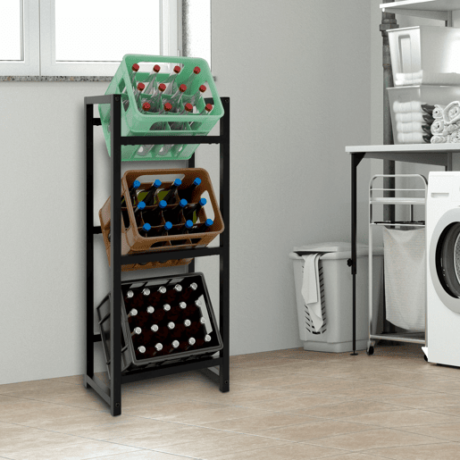 Soporte para cajas de bebidas apilables Metal Negro 31X47X116 cm