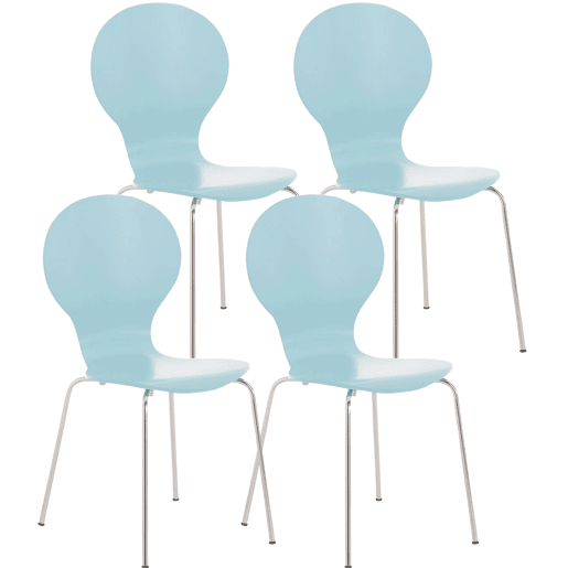 Set 4x Sillas de Visita Diego Apilable Madera Azul claro 45X43X86 cm