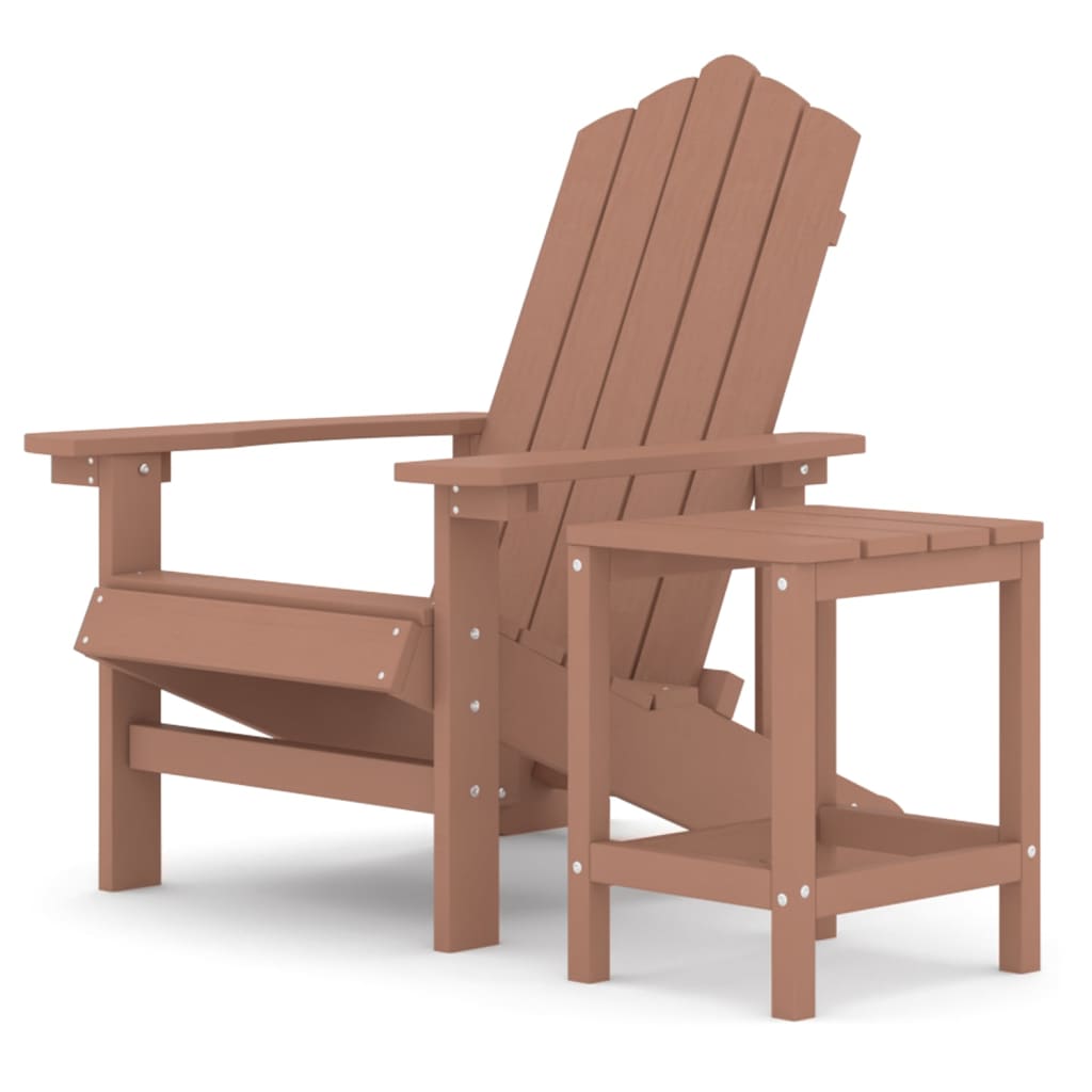 Silla de jardin adirondack con mesa hdpe marrón