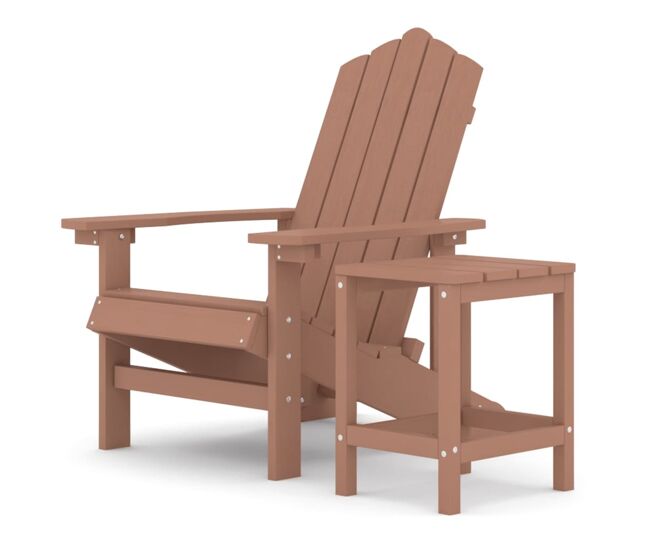 Silla de jardin adirondack con mesa hdpe marrón