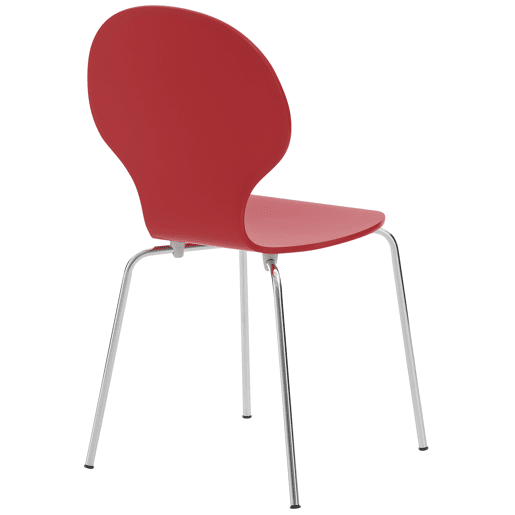 Set 4x Sillas de Visita Diego Apilable Madera Rojo 45X43X86 cm