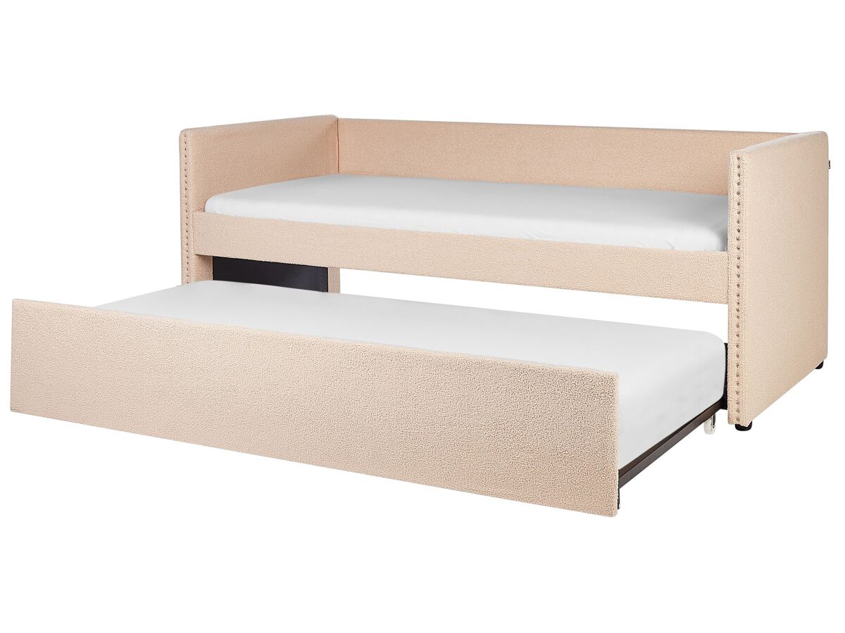 Beliani Cama nido Bouclé TROYES 99x213 Rosa Talco