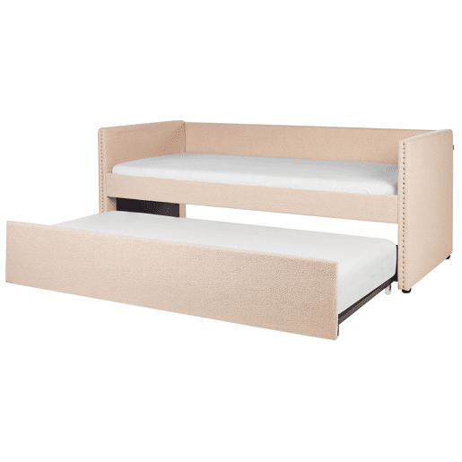 Cama gavetão Bouclé TROYES 90 x 200 cm Rosa pêssego