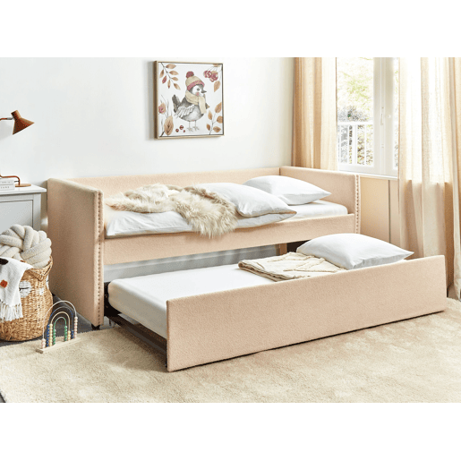Cama gavetão Bouclé TROYES 90 x 200 cm Rosa pêssego