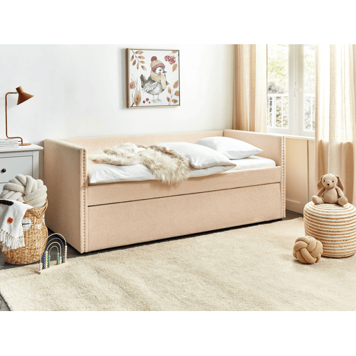 Cama gavetão Bouclé TROYES 90 x 200 cm Rosa pêssego