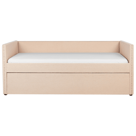 Cama gavetão Bouclé TROYES 90 x 200 cm Rosa pêssego