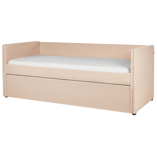 Cama gavetão Bouclé TROYES 90 x 200 cm Rosa pêssego