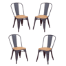 Pack de 4 cadeiras metálicas com assentos de madeira - Bistro